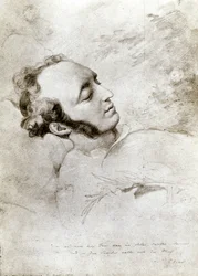 Felix Mendelssohn (1809-47) på sit dødsleje, c.1847